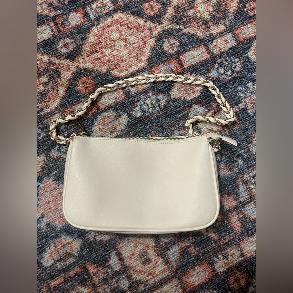 FOREVER 21 Bag With White Fux Leather and Gold and White Handle